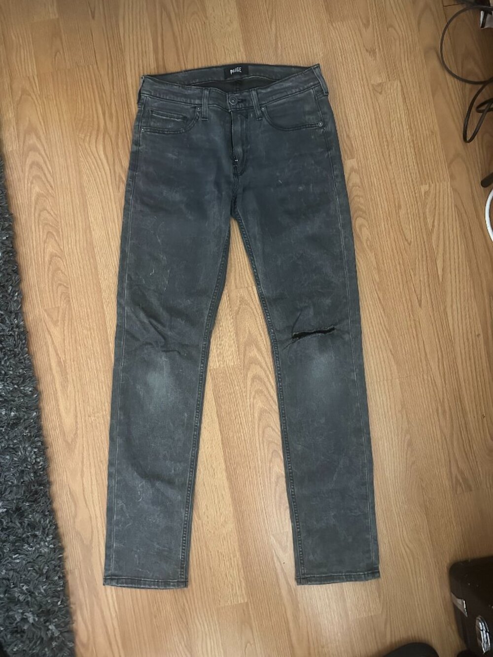 PAIGE Jeans Mens 30 Slim Straight Gray Good Made in USA Soft Stretch Denim